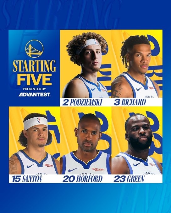 主场迎战公牛！勇士首发：波杰、理查德、桑托斯、霍福德、追梦